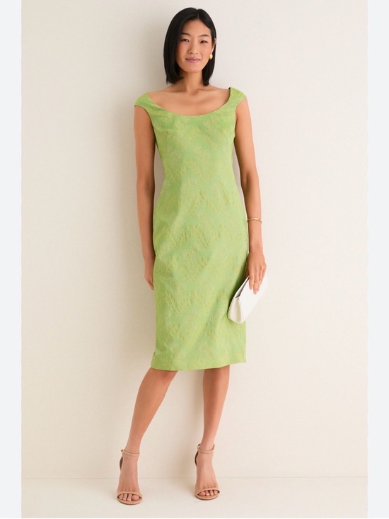 Tuckernuck Dresses & Skirts - Tuckernuck Romy Midi Dress Tuileries Vine Green Stretch Jacquard Sheath Size 8